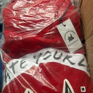 Red and White Sweatshirt with Hood